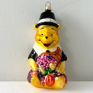 Christopher Radko Disney Thanksgiving Winnie Pooh Bear Glass Christmas Ornament